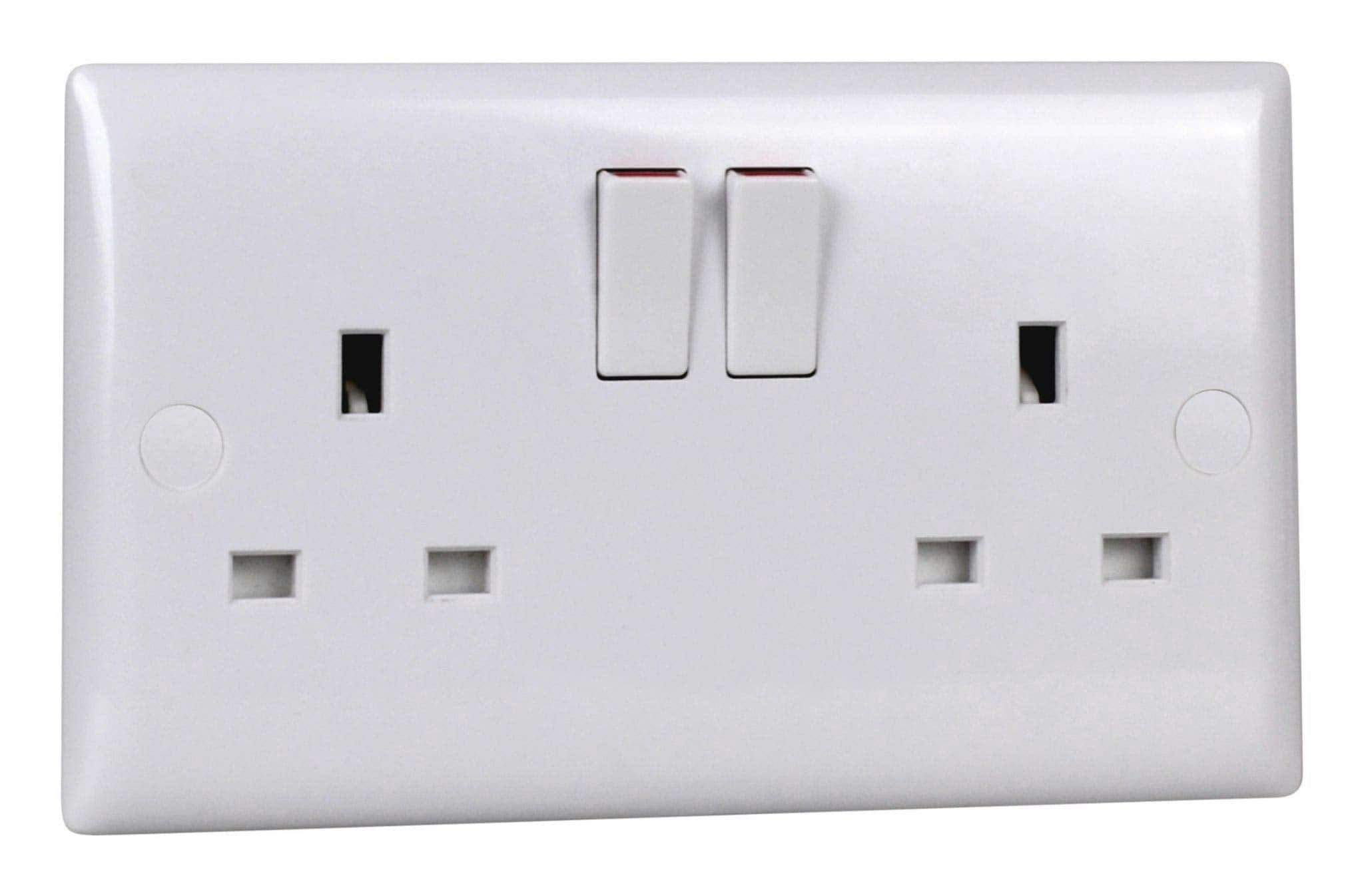 Varilight 2-Gang 13A Switched Socket (Single Pole) in White