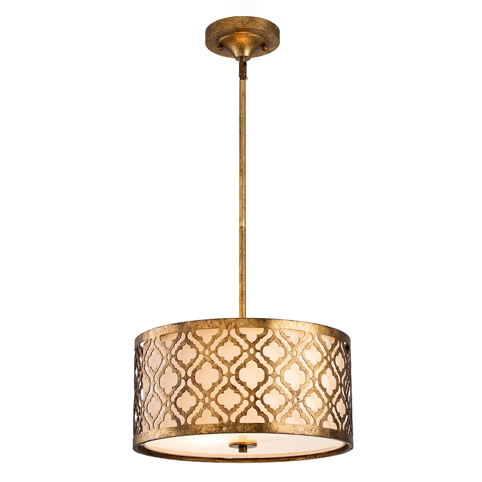 image 1 of Arabella 2 Light Medium Round Ceiling Duo-Mount Pendant Gold, E27