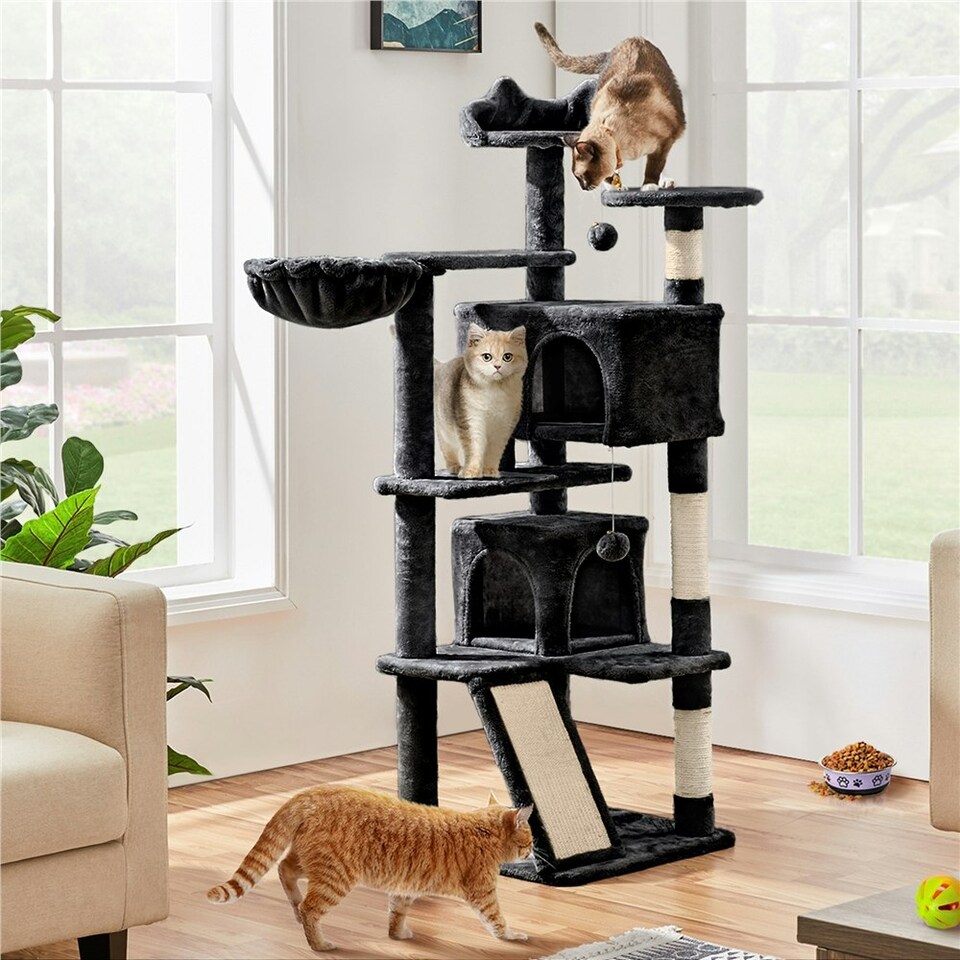 image 1 of Yaheetech 146 cm Multilevel Indoor Cat Tree Tower for Kittens Black