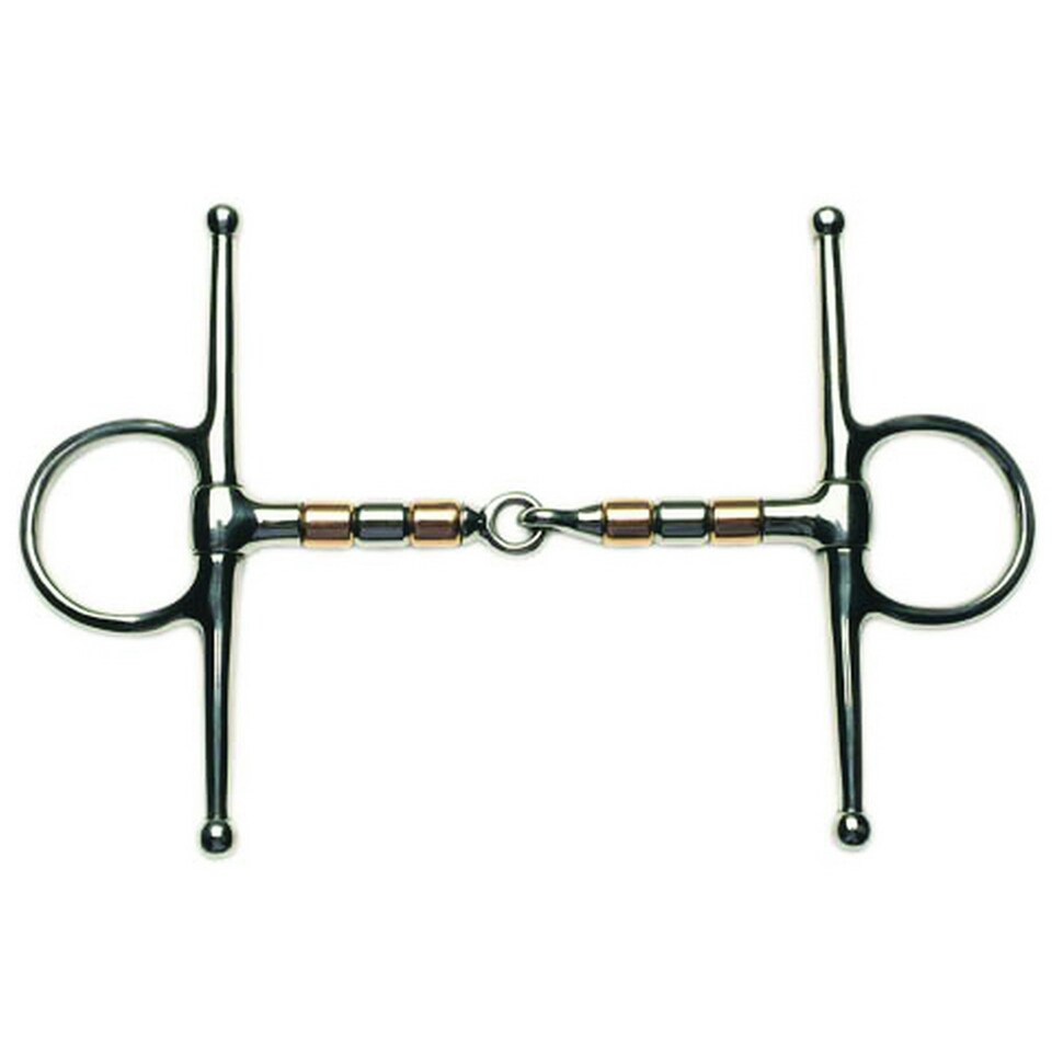 Korsteel Stainless Steel Copper & Steel Rollers Full Cheek Snaffle Bit - Silver - 5in