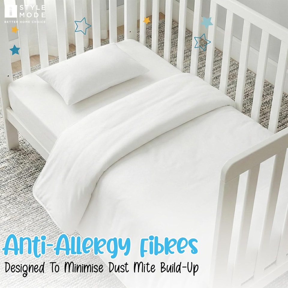 image 1 of Cot Bed Duvet and Pillow 7.5 Tog 120cm x 150cm I Lightweight Soft Snug Quilt for Kids I Toddlers I Hypoallergenic I Anti Allergy I Machine Washable