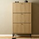image 5 of Albany Shoe Cabinet 3 Flip Down Doors in Oak/Black Legs