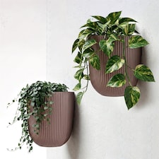 GEEZY Milly Wall Flowerpot Set Plastic Planters Brown 2 Pack
