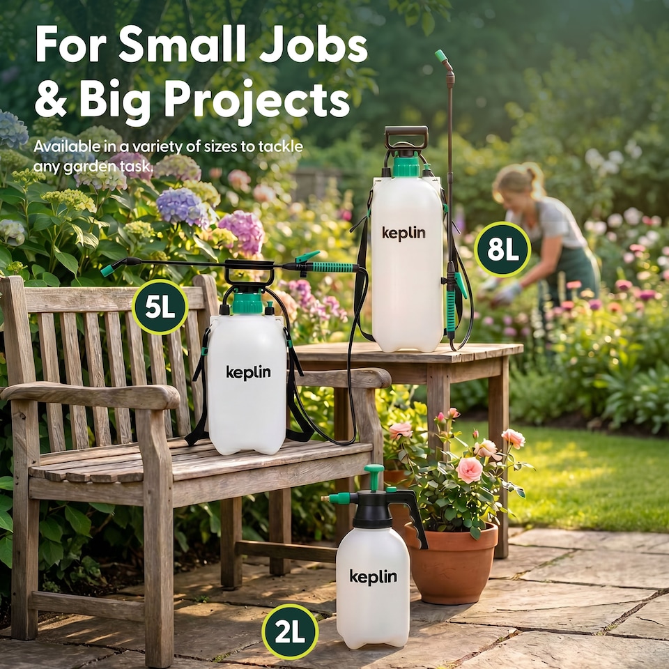image 1 of Keplin Pump Action Garden Pressure Sprayer with Long Lance Spray and Mist Nozzle