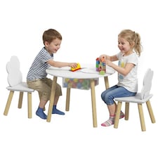 AIYAPLAY Kids Table and Chairs Set with Storage Bag White