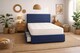 image 1 of Divan Bed Set Headboard and Footboard with Mattress 4ft Small Double Navy Blue Suede Storage 4 Drawers