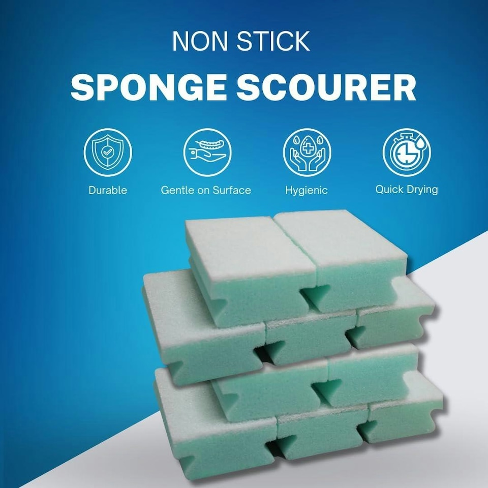 image 1 of Super Bright Non Scratch Handgrip Scourers 10Pk Utensil Cleaner Stain Remover