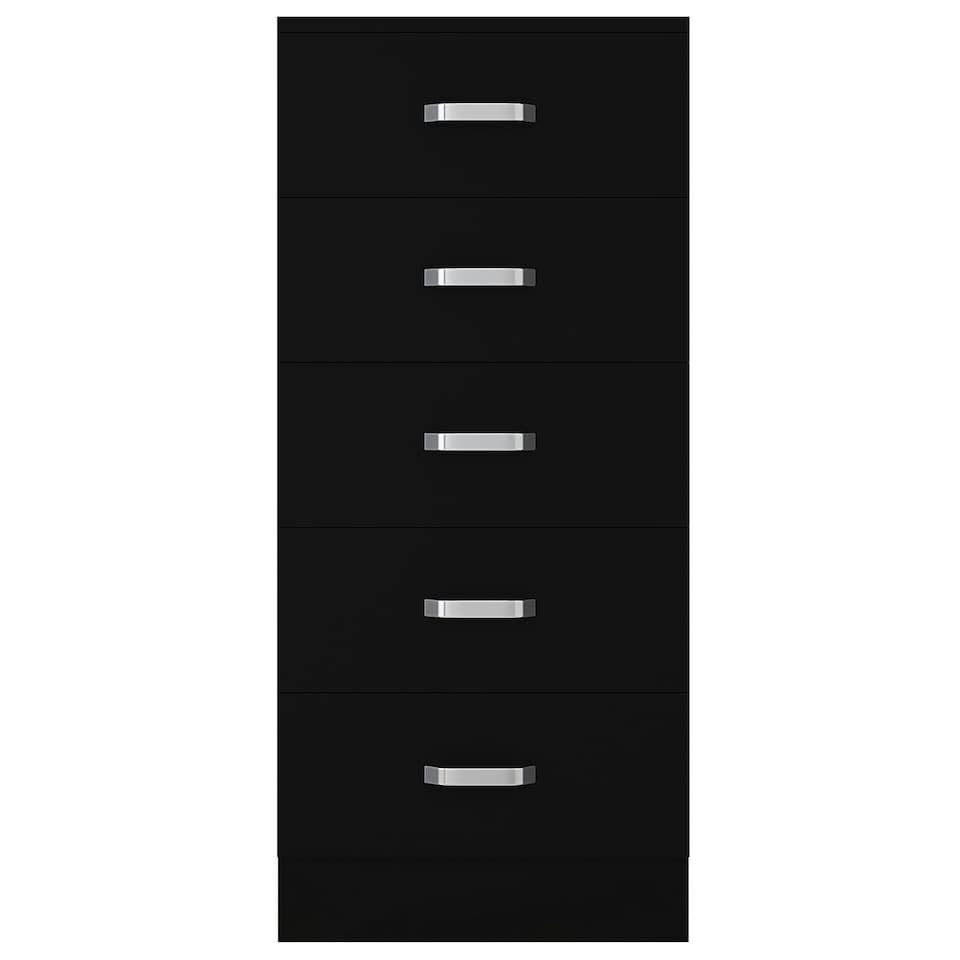 image 1 of FWStyle Tunis 5 Drawer Tallboy Slim Chest Of Drawers - Matt Black