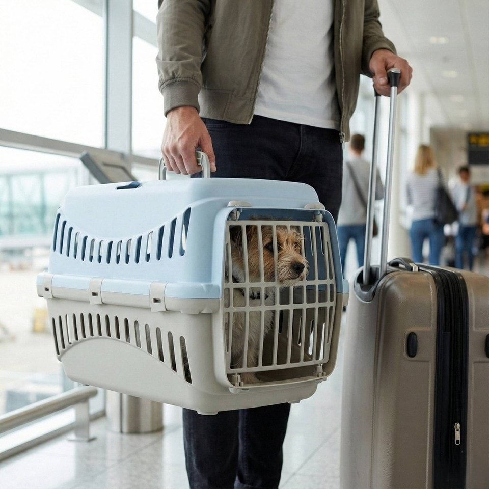 image 1 of Transportini Pet Carrier Travel Crate Cat Dog Cage Portable Box Pastel | Blue | Pastel Blue | Medium | 1