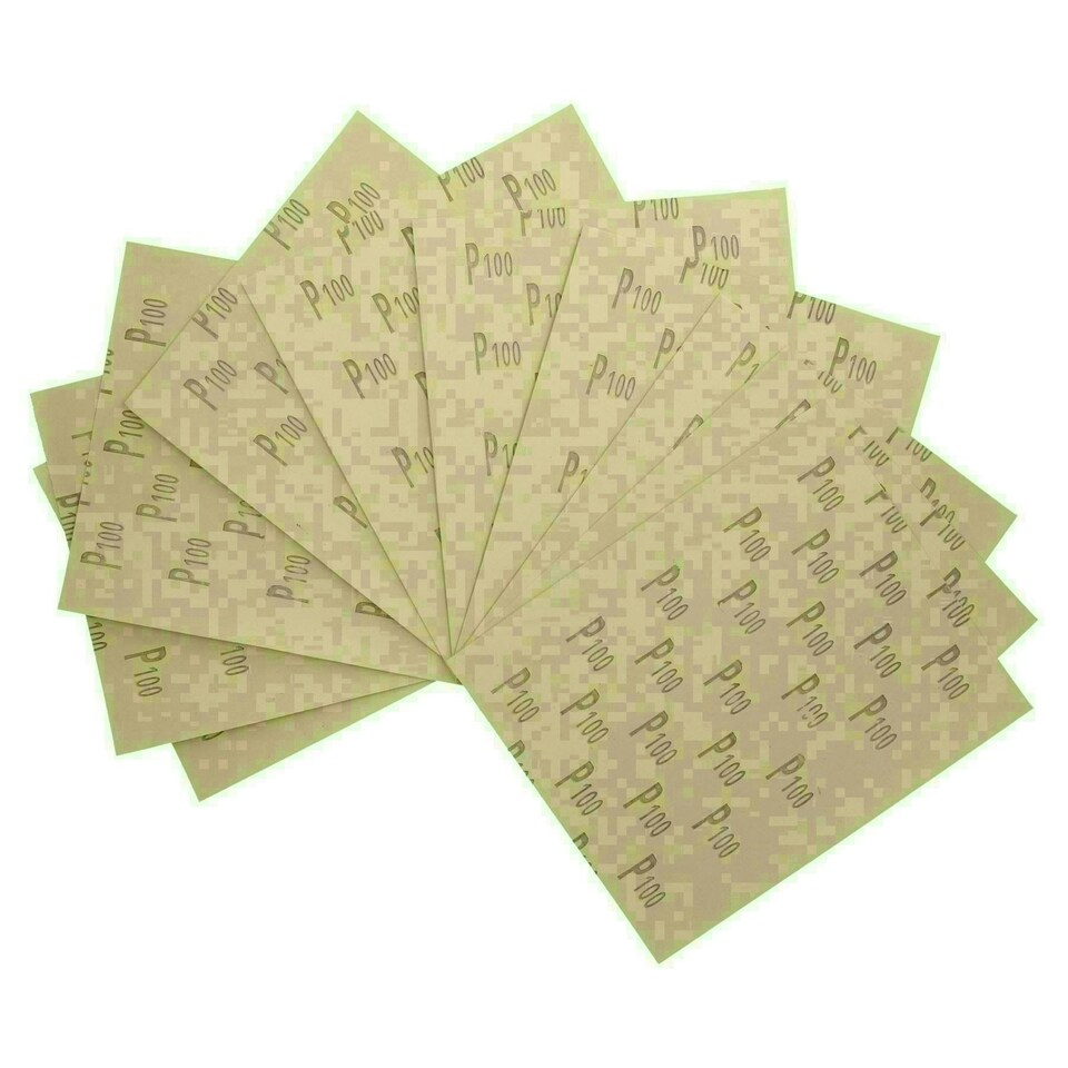 image 1 of 20pc Assorted Sandpaper Sanding Sheets for Metal Wood Plastic Medium 100 Grit
