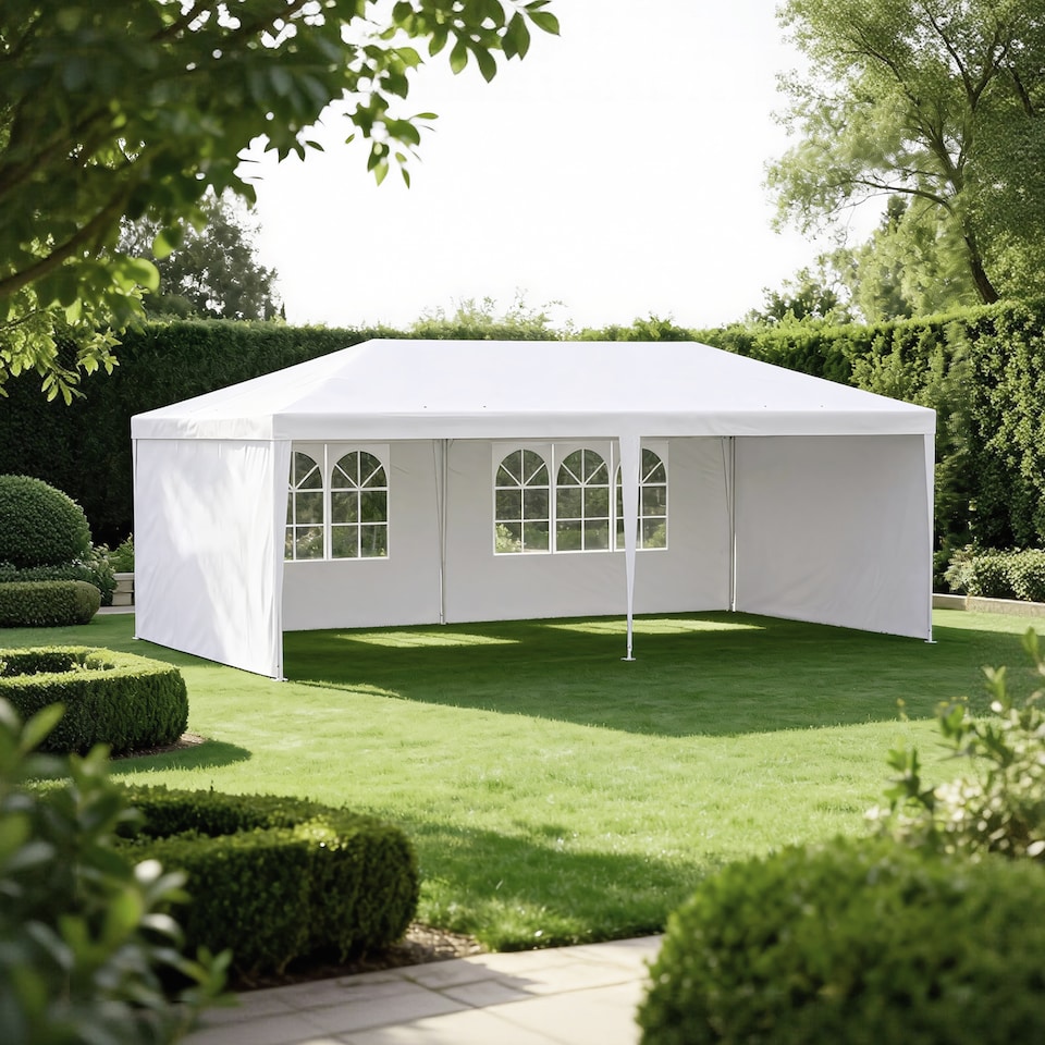 image 1 of Outsunny 6m x 3m Garden Gazebo Marquee Canopy Party Tent Canopy Patio White