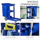 image 3 of HOMCOM Cleaning Carts On Wheels, Janitorial Trolley with 3 Tier Shelves, Housekeeping Utility Service Unit with Rubbish Bag and Mop Mount for Hotel, Office, Blue