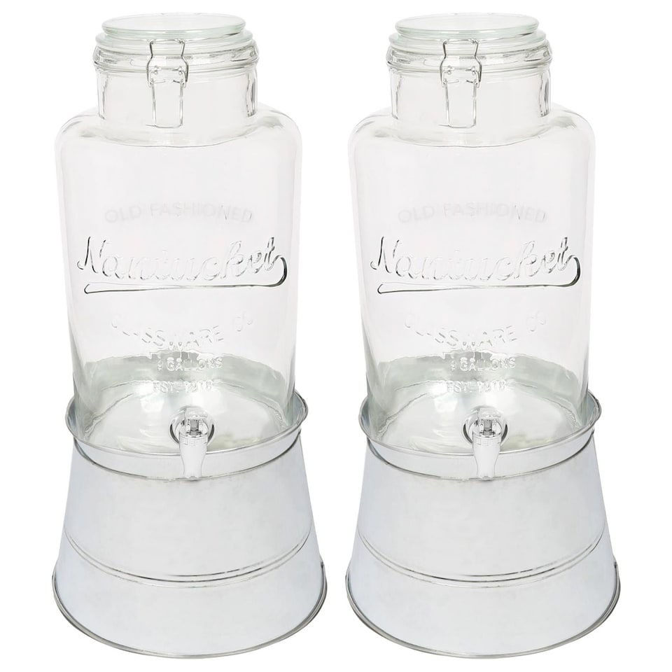image 1 of Rink Drink Glass Drinks Dispensers with Tap & Silver Bucket Stand - 8.7L - Pack of 2