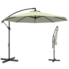Outsunny 3(m) Banana Parasol Cantilever Umbrella Garden | Cream | Beige | 3 m diameter