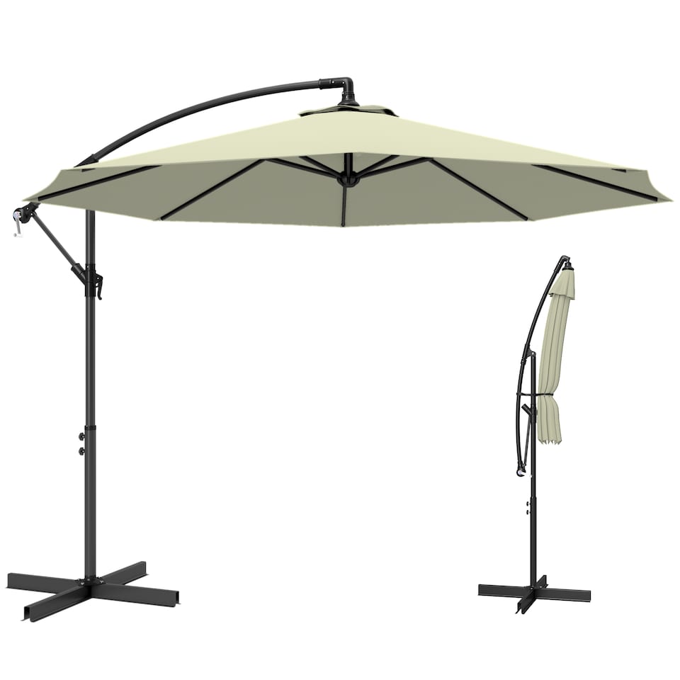 image 1 of Outsunny 3(m) Banana Parasol Cantilever Umbrella Garden | Cream | Beige | 3 m diameter