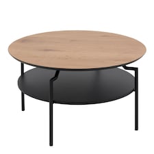 Goldington Round Coffee Table with Oak Top & Black Legs