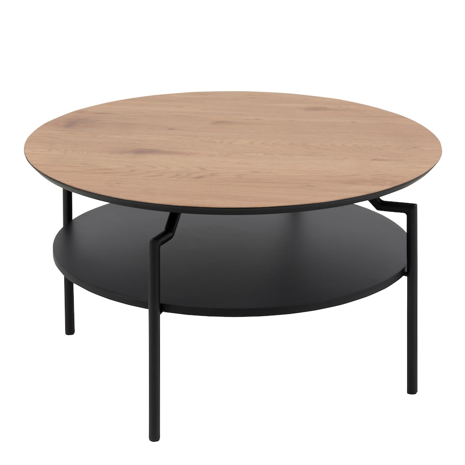 image 1 of Goldington Round Coffee Table with Oak Top & Black Legs