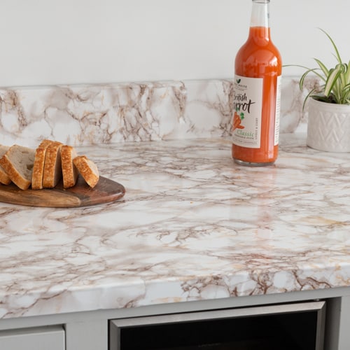 Sticky Back Plastic Marble Cortes Brown Kitchen Self-adhesive Vinyl Wrap for Cupboards, Doors and Worktops 90cm x 1m - d-c-fix