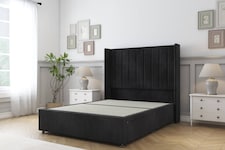 Sloomy Falcon Black Naples Divan Bed Base 2 Drawers Foot-End With 54 Inch Wingback Headboard | Black | Black | Double | 1