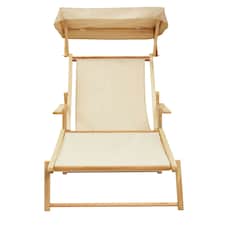 Interiors by Premier Cream Lounger, Easy to Clean Outdoor Lounger Chair, Weather-resistant Chaise Lounge, Space-saver Sun Lounger