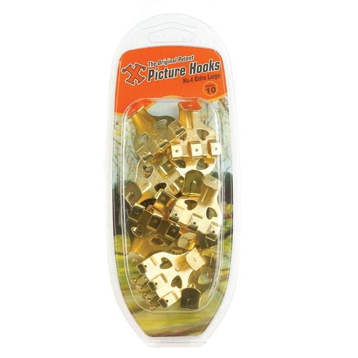 X Picture Hooks No 4 Brass Plated 10pk - One Colour - One Size