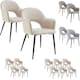 image 10 of Dining Chair Sasha- padded armchair in velvet look, continuous backrest - Set of 6 Grey | Light Grey