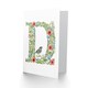 image 2 of Letter D Flowers with Bird Garden Floral Alphabet Birthday Card