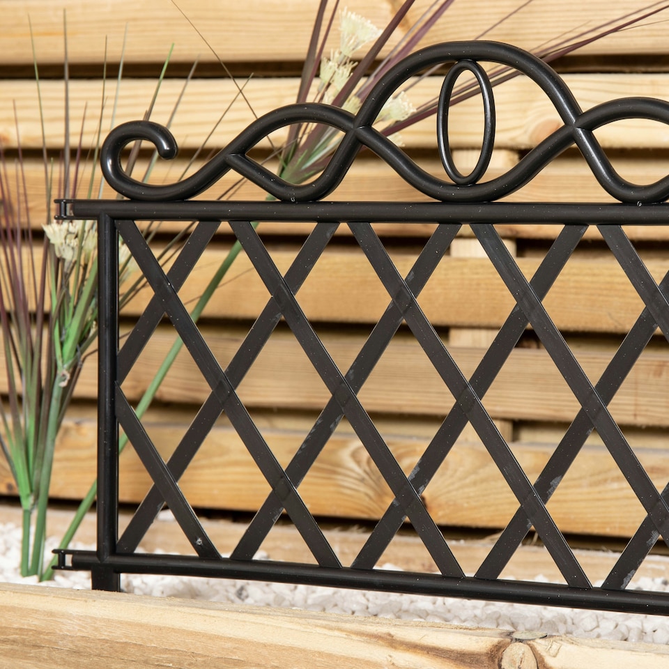 image 1 of 27cm Black Plastic Garden Patio Lawn Border Fence Edging White