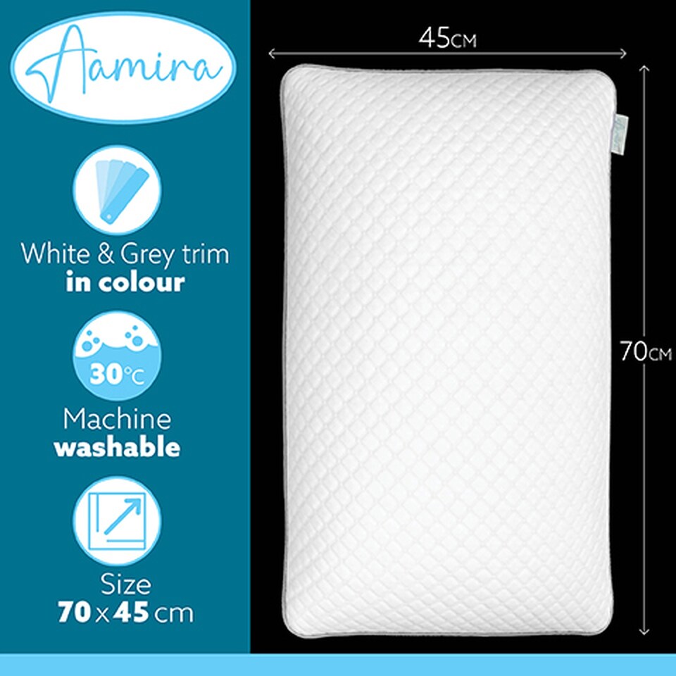 image 1 of Aamira Cooling Memory Foam Pillow Adjustable Orthopaedic Support Washable Cover 1 Pack | White | White | 1 Pack | 1