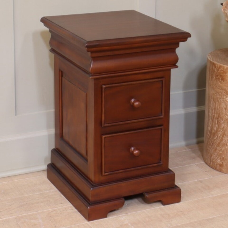 image 1 of French Louis Philippe Sleigh Style 2-3 Drawer Bedside - Mahogany Wood - L45 x W40 x H65 cm