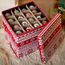 OHS Christmas Bauble Storage Box Festive Decoration Organiser 64 Slots