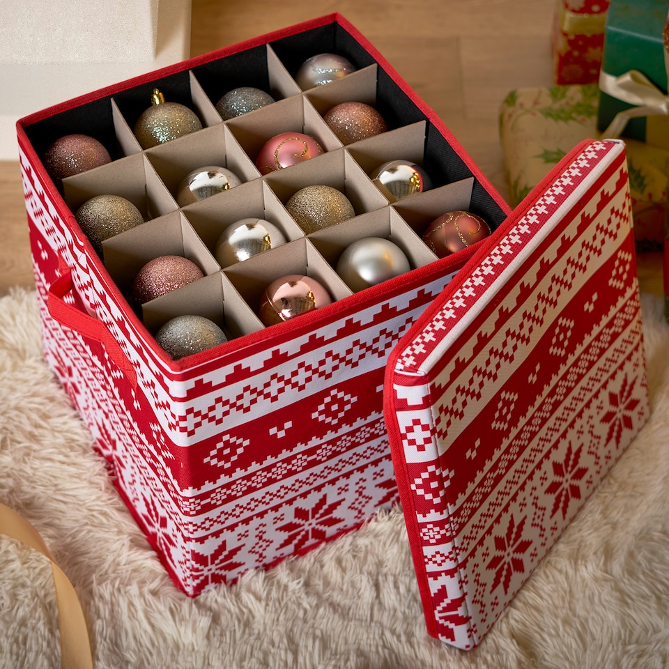 image 1 of OHS Christmas Bauble Storage Box Festive Decoration Organiser 64 Slots