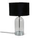 image 3 of ValueLights Jessy Glass and Silver Chrome Metal Bedside Table Lamp with a Black Velvet Lampshade - Bulb Included