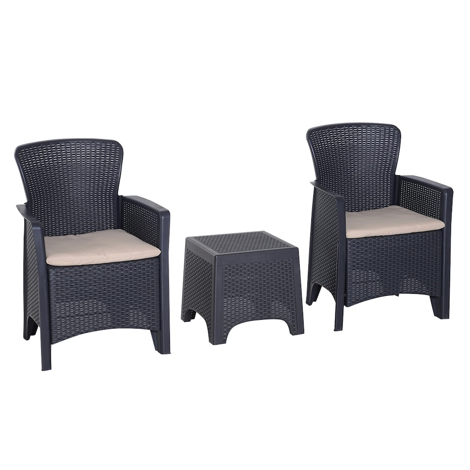 image 1 of Outsunny 3pc Outsunny Balcony Furniture Set - Grey | Bistro Set