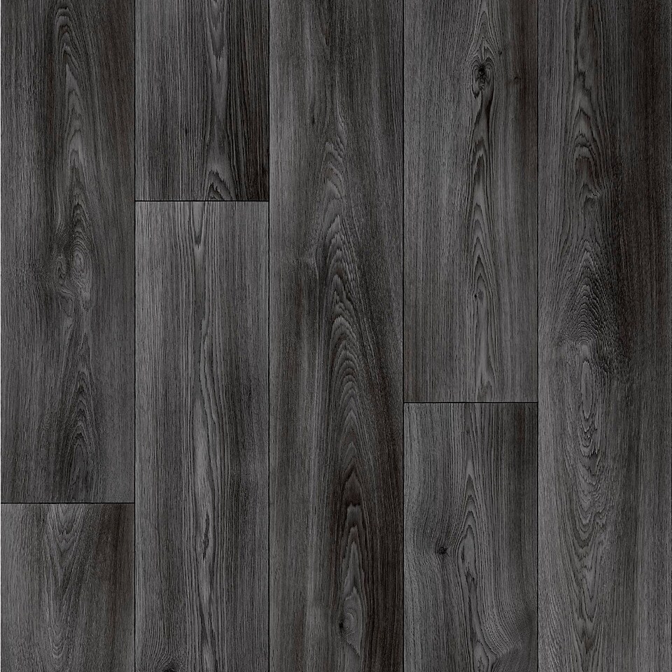 image 1 of Black Wood Effect Anti-Slip Vinyl Flooring For Kitchen, Bathroom, Dining Room, 2.5mm Thick