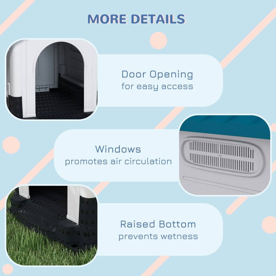 image 1 of PawHut Dog Kennel for Outside, for M and L Dogs, 101 x 88 x 99cm, Blue