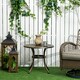 image 2 of Outsunny 60cm Round Hollow Top Design Side Table with Cast Aluminum Frame