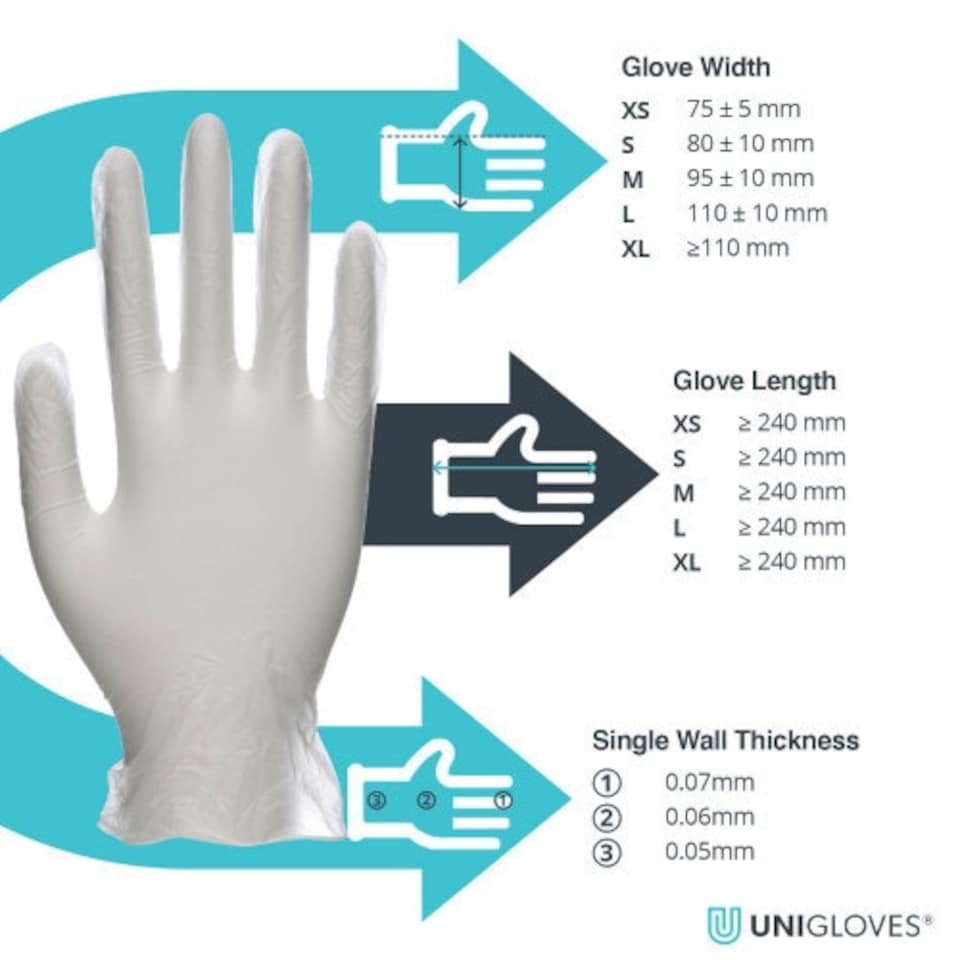 image 1 of Unigloves Unicare Clear Vinyl Box of 100 Gloves