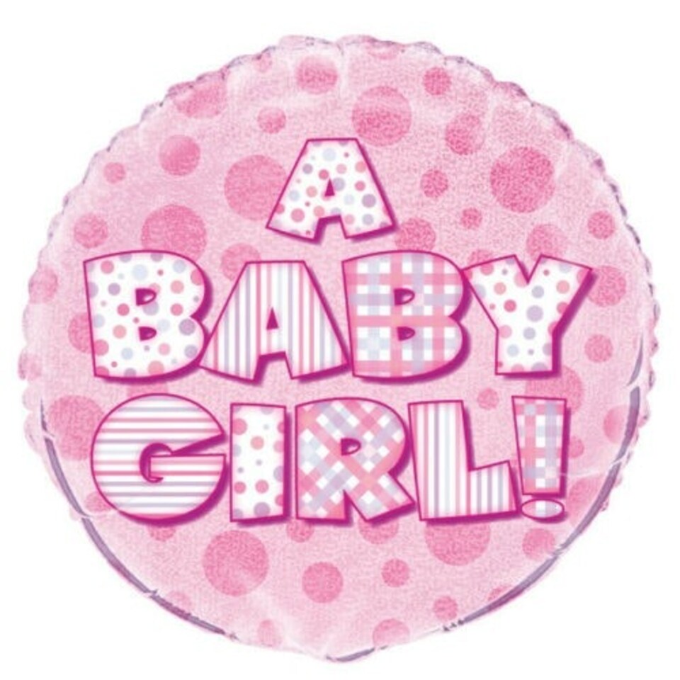 image 1 of Unique Party A Baby Girl Prism Foil Balloon - Pink - One Size