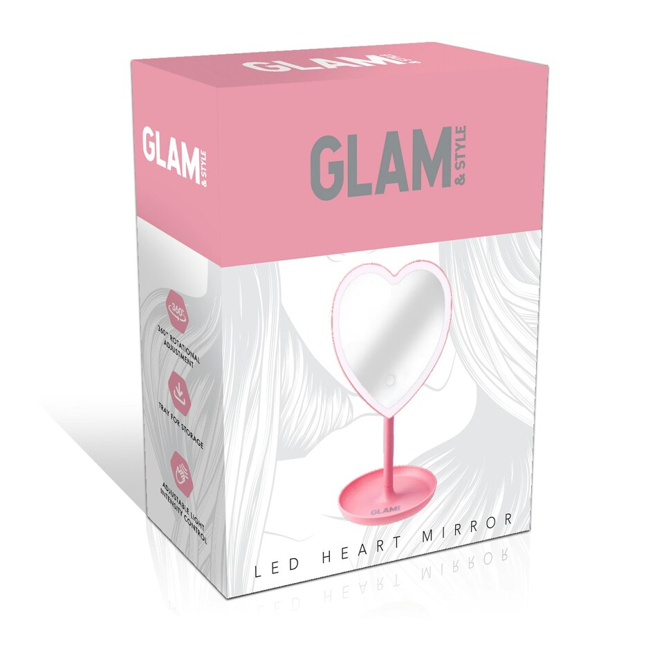 image 1 of Glam & Style Rose Pink Heart Mirror