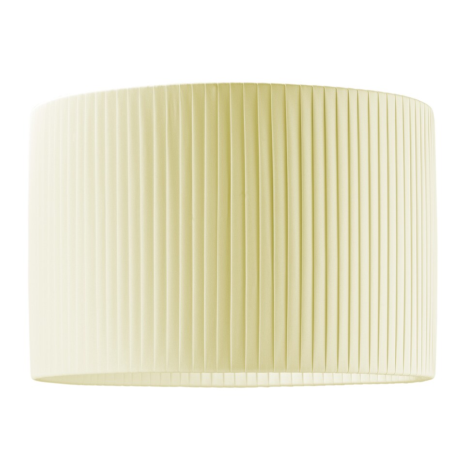 image 1 of Contemporary Designer Double Pleated Cream Cotton Fabric 12 Drum Lamp Shade | Cream | 12"