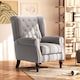 image 2 of HOMCOM Retro Accent Chair, Snow Flannel Wingback Armchair with Wood Frame Button Tufted Design for Living Room Bedroom, Grey