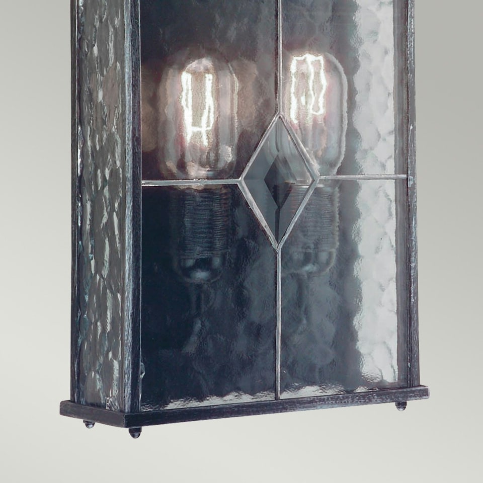 image 1 of Wexford 2 Light Outdoor Wall Half Lantern Light Black Silver IP43, E27