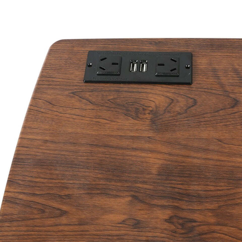 image 1 of Standing Desk Height Adjustable Stand Folding Laptop Table Shelf Electric USB Brown