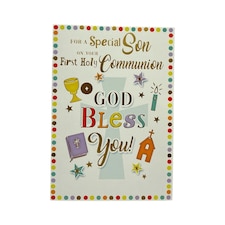 For Son First Holy Communion Religious Greeting Card