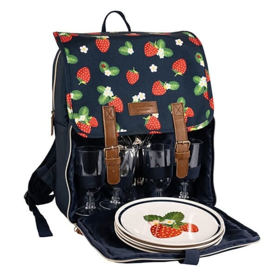 image 1 of Summerhouse by Navigate Strawberries & Cream 4 Person Picnic Backpack