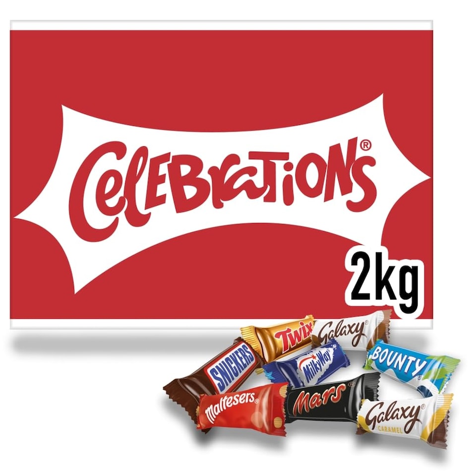 image 1 of Celebrations Milk Chocolates Gift Bulk Box (Maltesers, Galaxy, Snickers & More), 2kg (2 Pack)