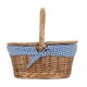 image 2 of Light Steamed Finish Check Oval Wicker Basket with Lining | Blue | Blue and White Checked | One Size