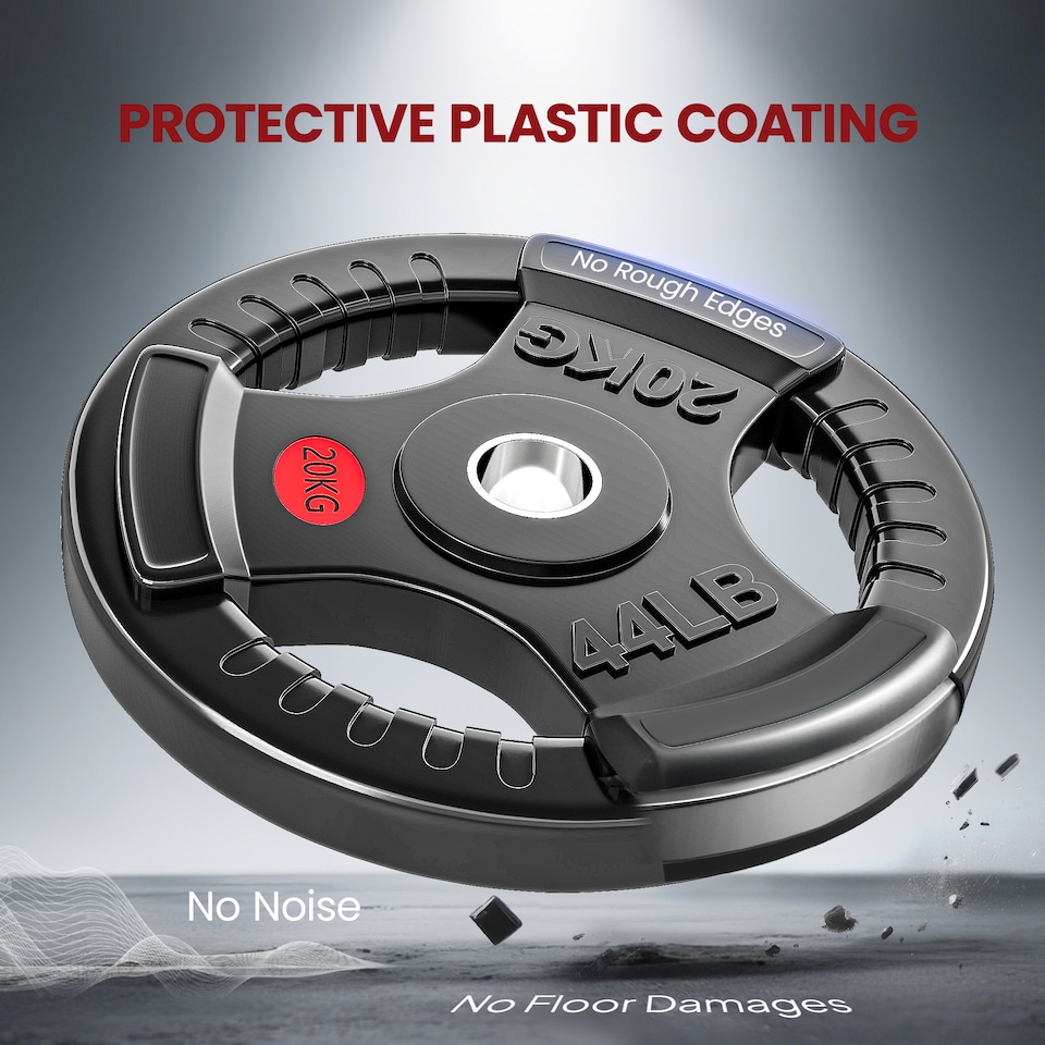 image 1 of SPORTNOW Olympic Weight Plate, Weight Disc with Tri-Grips, 20kg Dumbbell Plate for Weightlifting and Strength Training Home Gym Fitness Workout, Black