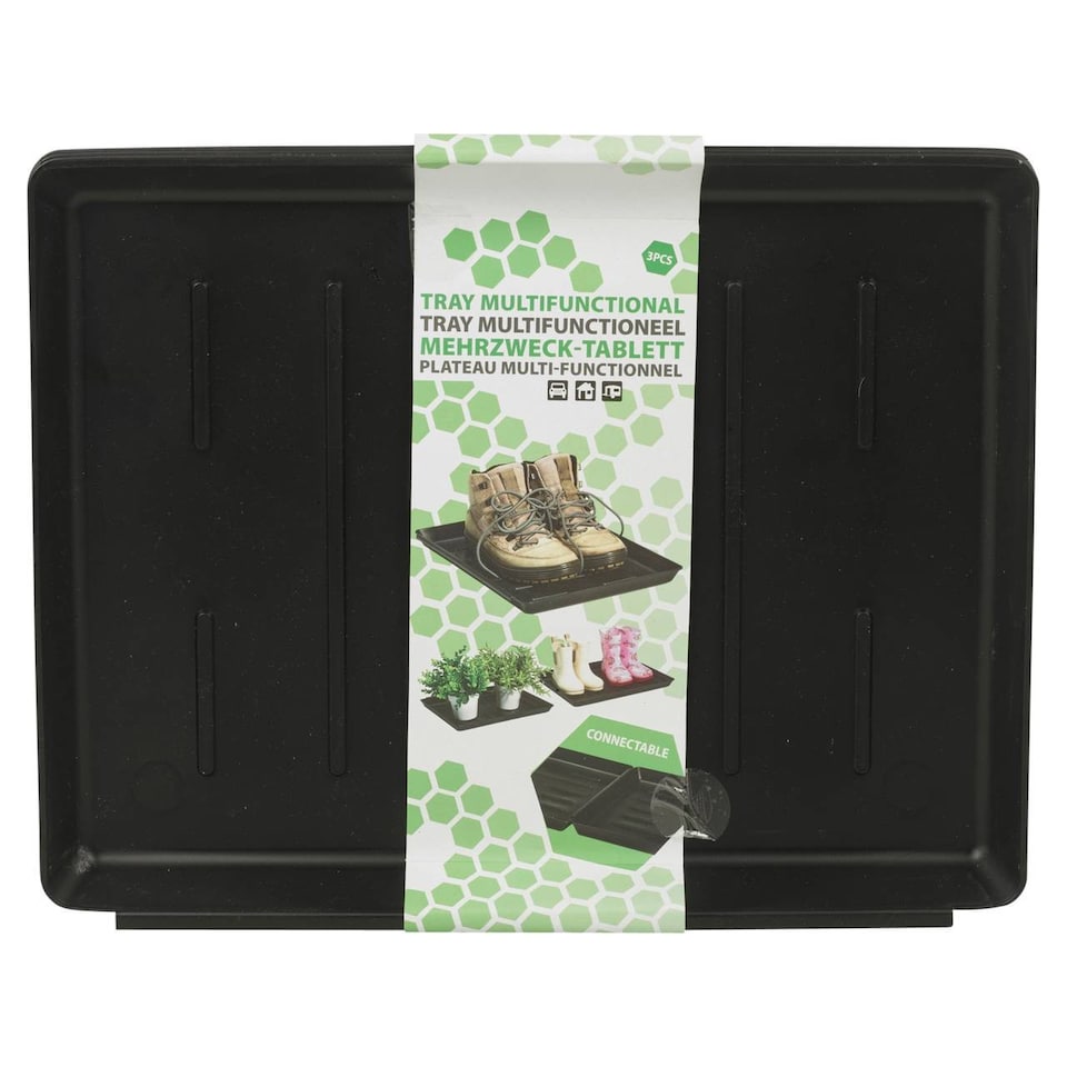 image 1 of Large Boot Tray 3 Pieces Waterproof Multifunctional Shoe Drip Protector Holder | Black | Black | 1